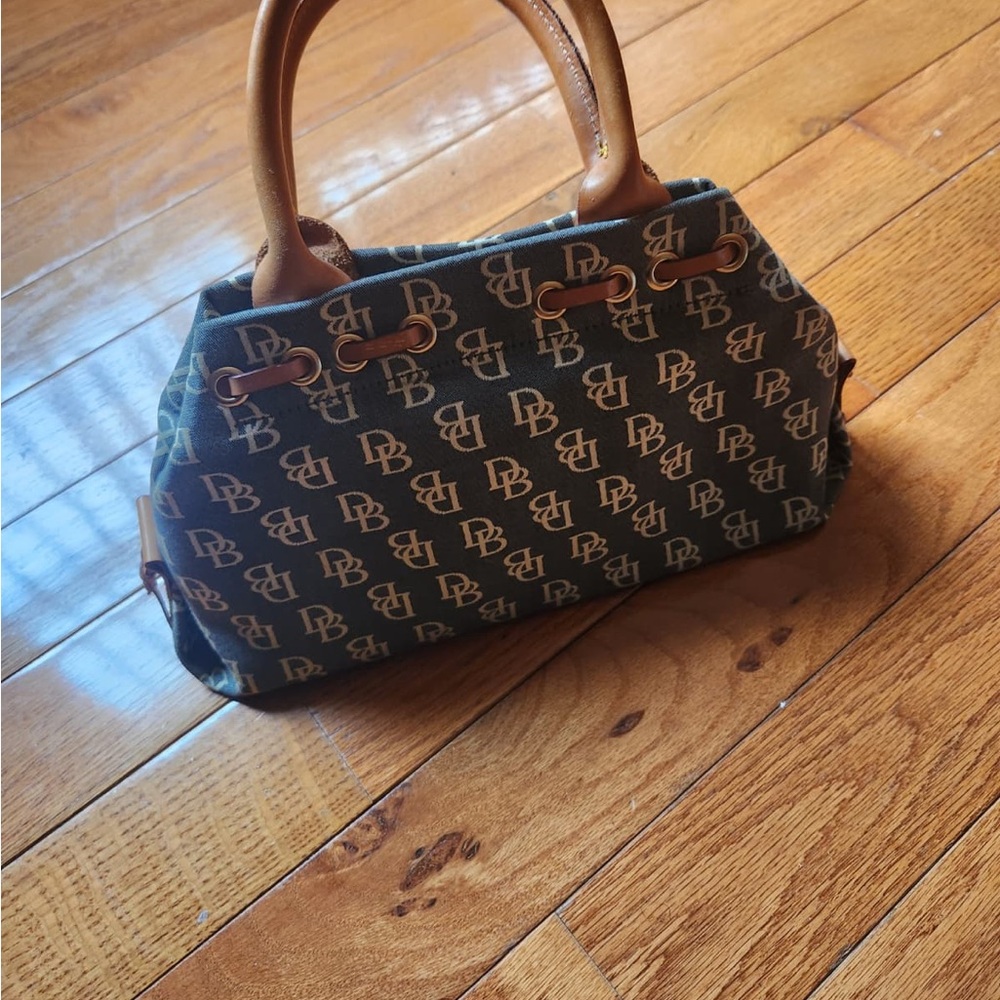 Dooney & Bourke Monogram Satchel - Black and Tan